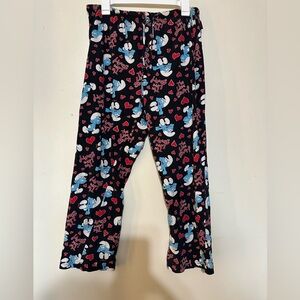Smurfs Women's Petite Black Allover Print Pajama Pants Size Medium (6/8)